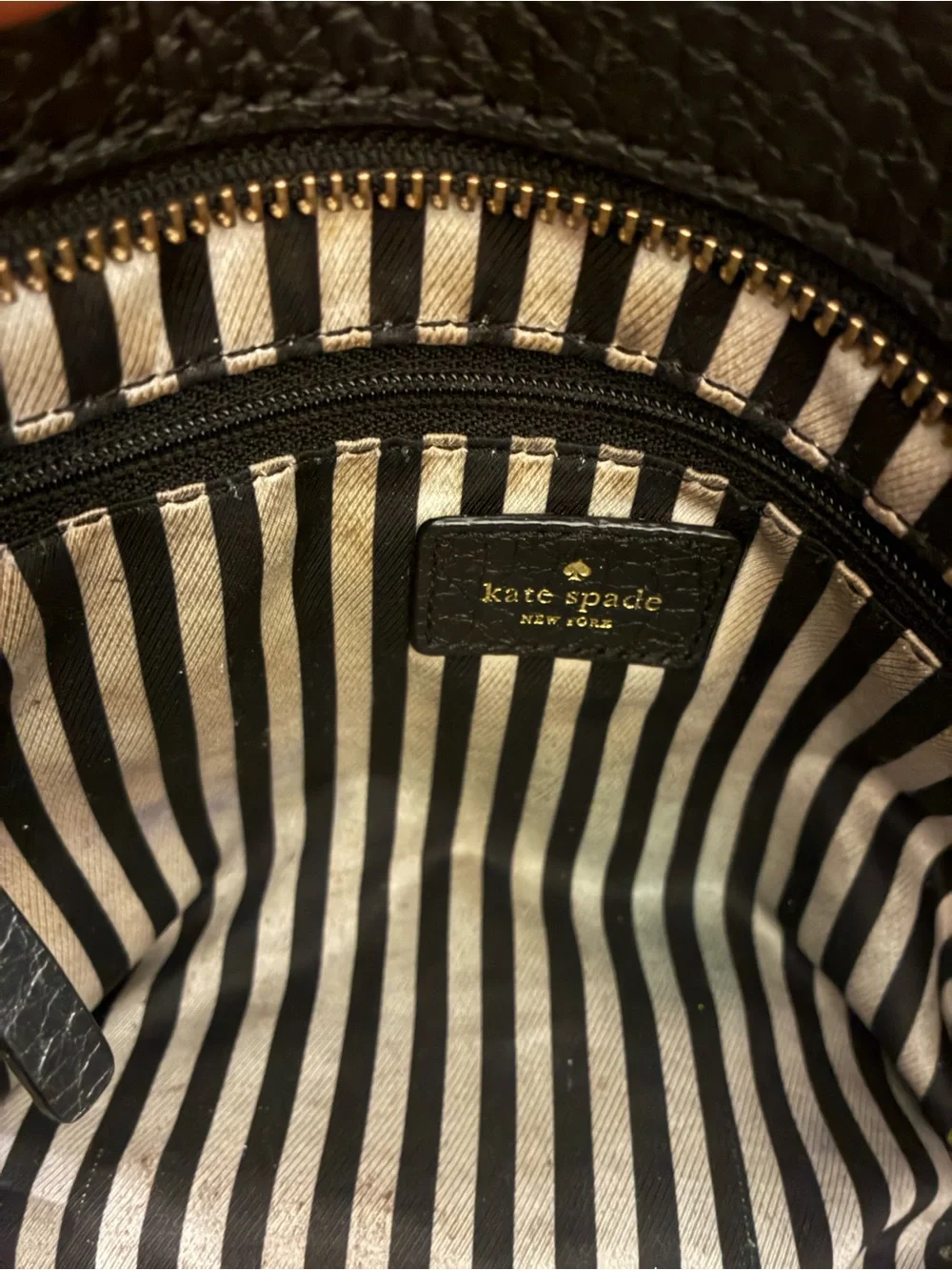 kate spade Black Pebbled Leather Tote with Tassel